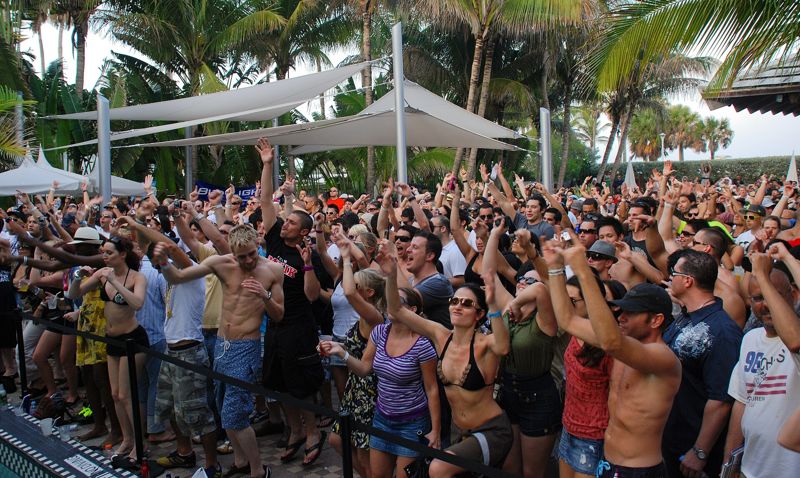 Resort pool party in daylight